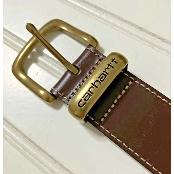 Carhartt Men's Leather Brown with Top Stitching Belt Size 44 - Picture 3 of 7